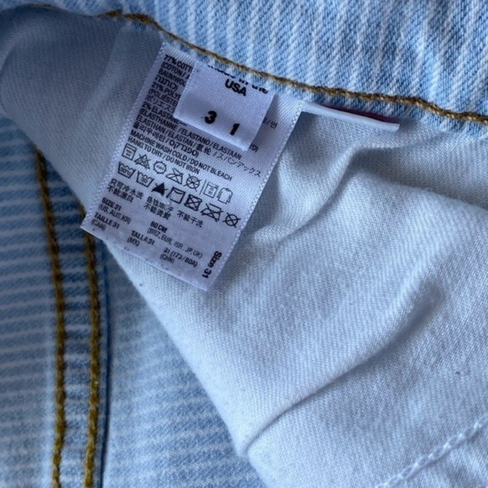 American Apparel Pinstriped High Waisted Jean Shorts - Picture 6 of 7
